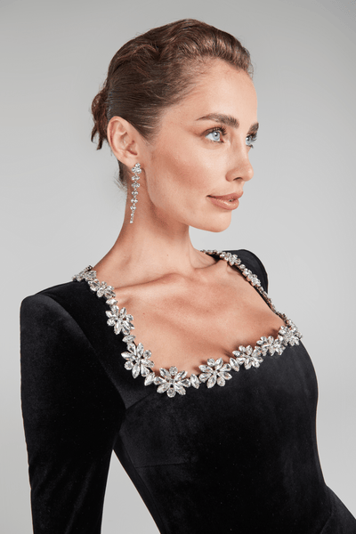 Crystal Neck Mini Elbise